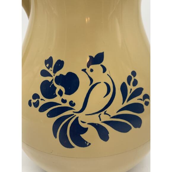 Vntg Pfaltzgraff Melamine Insulated Carafe Folk Art Blue Bird Cottage Core Read - Picture 4 of 9